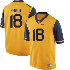 Men's West Virginia #18 Charlie Benton Yellow NCAA Jerseys 578974-570