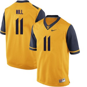 Mens West Virginia University #11 Chase Hill Yellow Stitched Jerseys 189358-541