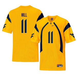 Men's West Virginia #11 Chase Hill Yellow Throwback Stitched Jerseys 608103-992
