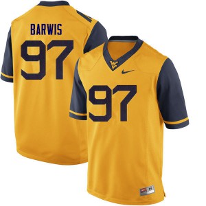 Men's West Virginia Mountaineers #97 Connor Barwis Yellow Embroidery Jerseys 440795-757