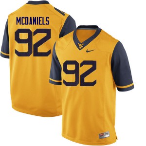 Men's West Virginia #92 Dalton McDaniels Yellow Stitched Jerseys 638010-144