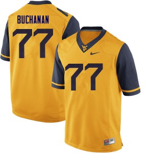 Men West Virginia #77 Daniel Buchanan Yellow Stitch Jersey 756330-482