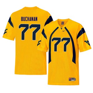 Men's West Virginia University #77 Daniel Buchanan Yellow Throwback High School Jerseys 366982-522