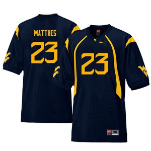 Men's Mountaineers #23 Evan Matthes Navy Throwback NCAA Jersey 833076-481