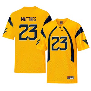 Men WVU #23 Evan Matthes Yellow Throwback High School Jerseys 221122-691