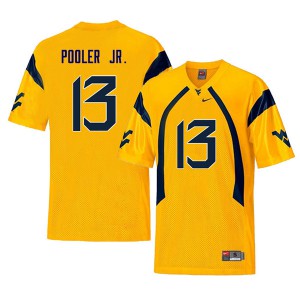 Men's West Virginia #13 Jeffery Pooler Jr. Yellow Throwback Stitch Jersey 254320-349