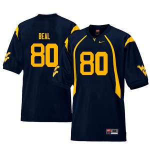 Mens West Virginia #80 Jesse Beal Navy Throwback Stitched Jerseys 110518-803