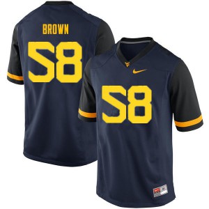 Mens West Virginia University #58 Joe Brown Navy Stitched Jerseys 584929-788