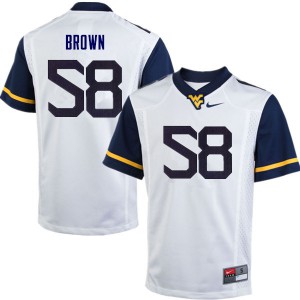 Men West Virginia #58 Joe Brown White Stitch Jersey 467402-815
