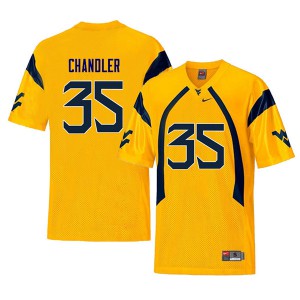 Men's West Virginia Mountaineers #35 Josh Chandler Yellow Throwback Stitched Jersey 893667-104