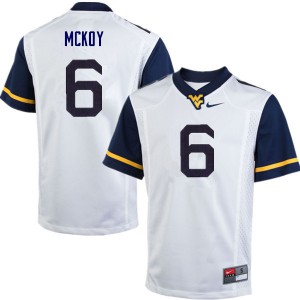 Men West Virginia University #6 Kennedy McKoy White Stitched Jersey 825449-229