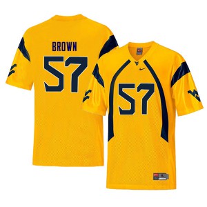 Men's WVU #57 Michael Brown Yellow Throwback Stitched Jersey 573412-869