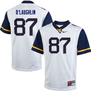 Men West Virginia Mountaineers #87 Mike O'Laughlin White Embroidery Jerseys 472519-787