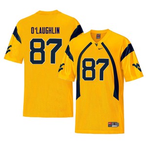 Men West Virginia #87 Mike O'Laughlin Yellow Throwback Stitch Jerseys 431061-718