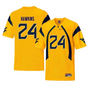 Mens West Virginia #24 Roman Hawkins Yellow Throwback Player Jersey 912885-198
