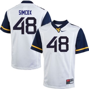 Men West Virginia University #48 Skyler Simcox White Embroidery Jerseys 519945-614