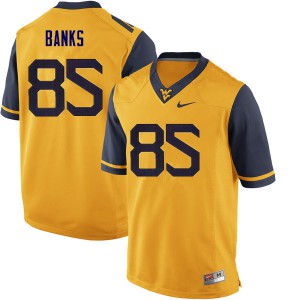 Men West Virginia University #85 T.J. Banks Yellow Stitch Jerseys 937975-340