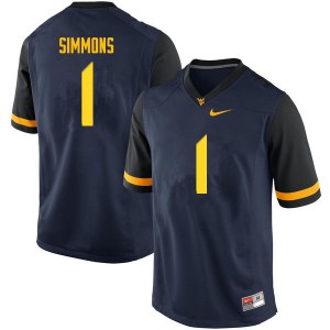 Mens West Virginia #1 T.J. Simmons Navy Official Jersey 651591-827