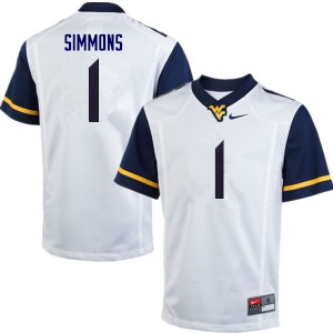 Men's West Virginia Mountaineers #1 T.J. Simmons White Embroidery Jerseys 726741-561