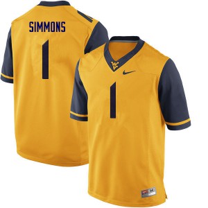 Mens West Virginia Mountaineers #1 T.J. Simmons Yellow Official Jersey 621463-192