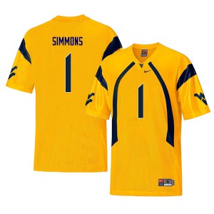 Men's West Virginia #1 T.J. Simmons Yellow Throwback Official Jerseys 756599-320
