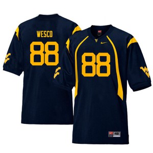 Mens Mountaineers #88 Trevon Wesco Navy Throwback Embroidery Jerseys 296811-357