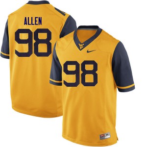 Men West Virginia University #98 Tyrese Allen Yellow Stitch Jersey 489261-845