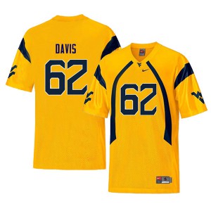 Mens West Virginia Mountaineers #62 Zach Davis Yellow Throwback Player Jerseys 605915-617