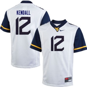 Mens Mountaineers #12 Austin Kendall White Football Jersey 548565-899