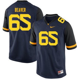 Men WVU #65 Donavan Beaver Navy Stitched Jerseys 432470-552
