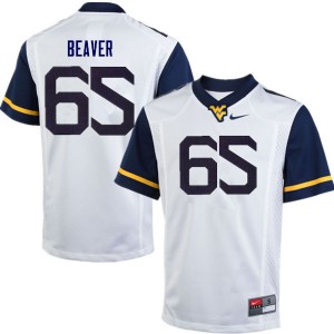 Men's West Virginia University #65 Donavan Beaver White Stitched Jerseys 610271-234