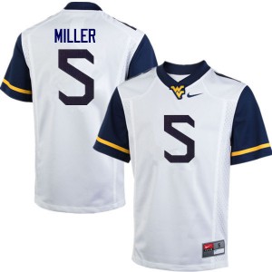 Men West Virginia #5 Dreshun Miller White Player Jersey 564464-609