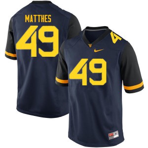 Mens West Virginia University #49 Evan Matthes Navy Player Jersey 555860-591