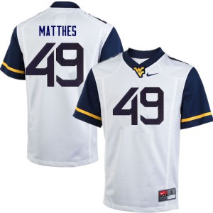 Mens West Virginia University #49 Evan Matthes White Official Jerseys 626899-244