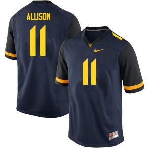 Men's West Virginia University #11 Jack Allison Navy Football Jersey 672458-633