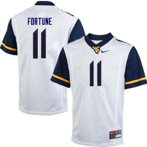 Mens West Virginia Mountaineers #11 Nicktroy Fortune White University Jersey 234491-570