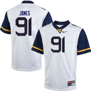 Men West Virginia #91 Reuben Jones White Stitched Jersey 488715-993