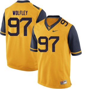 Mens West Virginia Mountaineers #97 Stone Wolfley Gold Official Jersey 415172-673