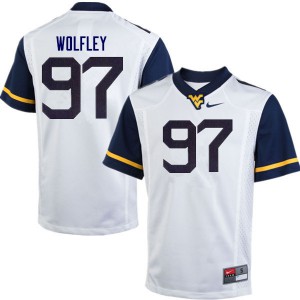 Mens West Virginia Mountaineers #97 Stone Wolfley White Player Jersey 176393-830