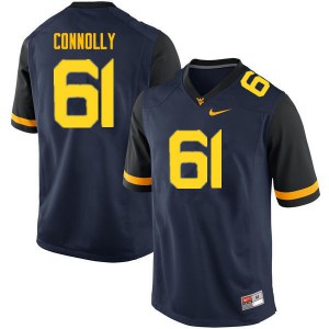 Mens West Virginia #61 Tyler Connolly Navy Official Jersey 943369-993