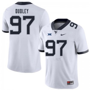 Mens West Virginia Mountaineers #97 Brayden Dudley White Football Jersey 171666-579