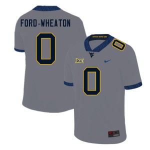 Men West Virginia Mountaineers #0 Bryce Ford-Wheaton Gray Stitched Jersey 165426-402
