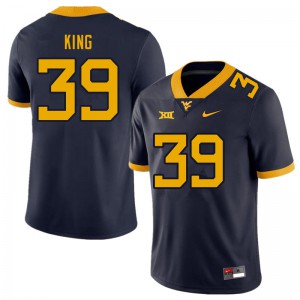 Mens West Virginia University #39 Danny King Navy Embroidery Jersey 578493-313