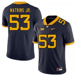 Men's Mountaineers #53 Eddie Watkins Jr. Navy Stitch Jerseys 631350-286