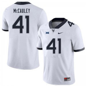 Mens West Virginia University #41 Jax McCauley White Football Jerseys 917827-704