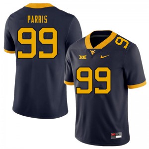 Mens West Virginia Mountaineers #99 Kaulin Parris Navy Official Jersey 256950-658