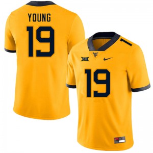 Men WVU #19 Scottie Young Gold Stitched Jerseys 112117-570