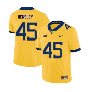 Mens West Virginia Mountaineers #45 Adam Hensley Yellow 2019 High School Jerseys 348557-581
