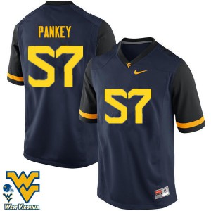Men West Virginia University #57 Adam Pankey Navy Stitch Jerseys 291201-230