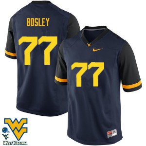 Mens West Virginia University #77 Bruce Bosley Navy NCAA Jerseys 381987-663
